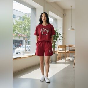 Lifework Red Graphic T-Shirt and Shorts Set